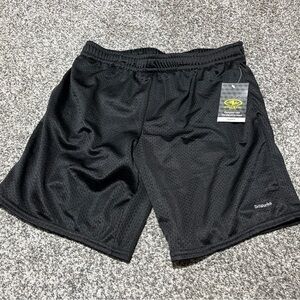 ATHLETIC WORKS HUSKY BOYS LARGE 10/12 ATHLETIC BLACK SHORTS Mesh